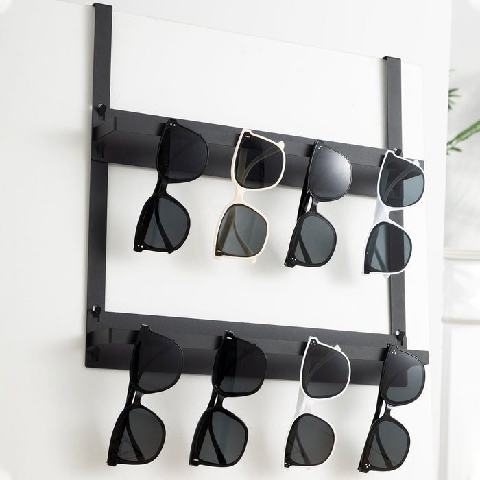 LemonRoad Over Door Sunglasses Organizer 2-Layer Metal Holder Black by Deal US