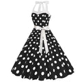 HAPNBCELE Vintage 1950s Halter Polka Dot Dress Black Size X-Large by Deal US