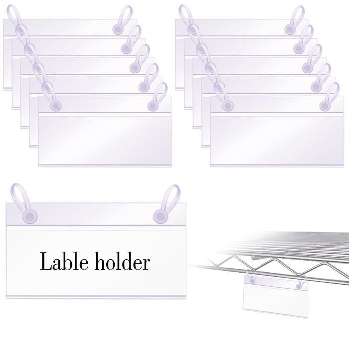 Snap-On Label Holders for Wire Baskets, 1.4 Inch Height, Clear (40 Count) by Pasteur Pharmacy