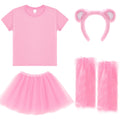 Syhood 4 Pc Bear Costume Set Women Brown T Shirt Tutu Skirt Leg Warmers by Deal US