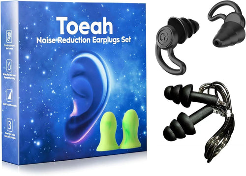 Toeah 3 in 1 Noise Reduction Ear Plugs Washable Hearing Protection by Deal US