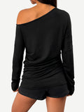 SOFIA'S CHOICE Women's Off Shoulder Long Sleeve Top Black Size S by Deal US