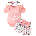 Mikccer Baby Girl Ruffle Romper & Floral Pants Set with Headband Pink Size 0-3M by Deal US