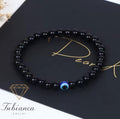 Eye Protection Bracelet, Fathers Day Gift, 6mm Natural Black Beads | Adjustable