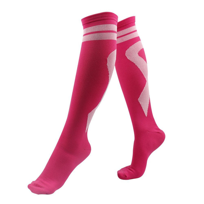 Subesty 2 Pairs Breast Cancer Awareness Compression Socks Pink Ribbon Size S/M by Deal US
