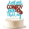 VQOUZVSR A Little Cowboy Is On The Way Cake Topper Blue Glitter Boy by Deal US