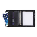 Samsill Professional Zippered Pad Holder/Ring Binder, Pockets, Writing Pad, Vinyl Black
