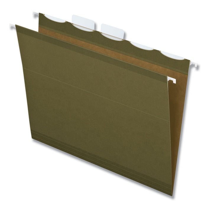 Pendaflex Ready-Tab Reinforced Hanging File Folders, Letter Size, 1/5-Cut Tabs, Standard Green, 25/Box