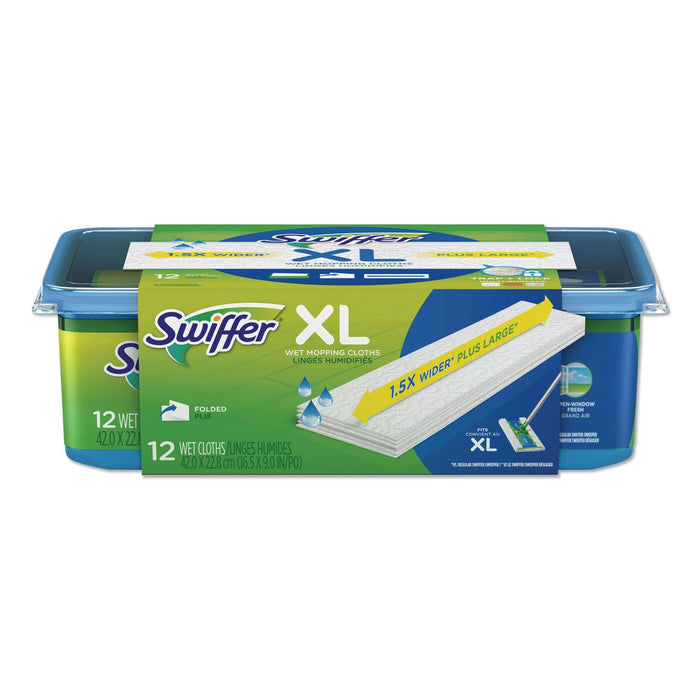 Swiffer Max/XL Wet Refill Cloths, 16.5 x 9, White, 12/Tub, 6 Tubs/Carton