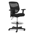 HON Prominent High-Back Task Stool, Supports Up to 250 lb, 21" to 28.1" Seat Height, Black