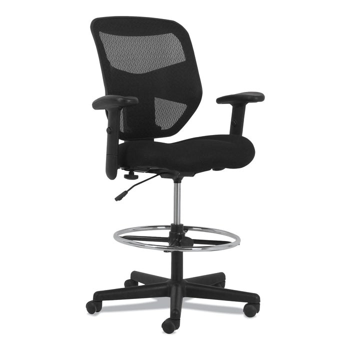 HON Prominent High-Back Task Stool, Supports Up to 250 lb, 21" to 28.1" Seat Height, Black