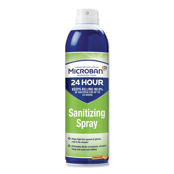 Microban 24-Hour Disinfectant Sanitizing Spray, Fresh Scent, 12.5 oz Aerosol Spray, 6/Carton