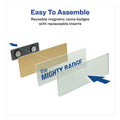 Avery The Mighty Badge Name Badge Holder Kit, Horizontal, 3 x 1, Laser, Gold, 10 Holders/ 80 Inserts