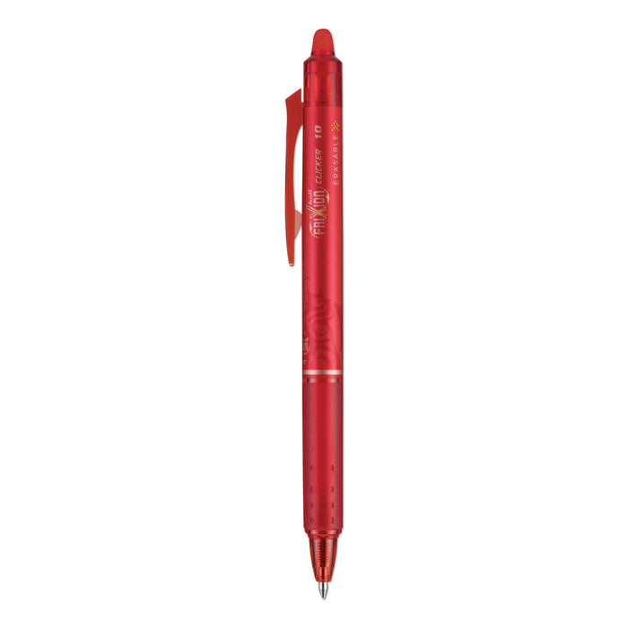 Pilot FriXion Clicker Erasable Gel Pen, Retractable, Bold 1 mm, Red Ink, Red Barrel, Dozen