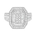.925 Sterling Silver Round and Baguette Diamond Cathedral Ring (0.75 Cttw, H-I Color, I2-I3 Clarity) - Size 7 by Bids.com