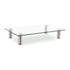 Innovera Adjustable Tempered Glass Monitor Riser, 15.75" x 9.5" x 3" to 3.5", Clear/Silver, Supports 44 lbs