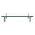Innovera Adjustable Tempered Glass Monitor Riser, 15.75" x 9.5" x 3" to 3.5", Clear/Silver, Supports 44 lbs