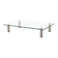 Innovera Adjustable Tempered Glass Monitor Riser, 15.75" x 9.5" x 3" to 3.5", Clear/Silver, Supports 44 lbs
