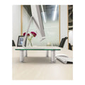 Innovera Adjustable Tempered Glass Monitor Riser, 15.75" x 9.5" x 3" to 3.5", Clear/Silver, Supports 44 lbs