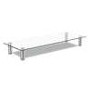 Innovera Adjustable Tempered Glass Monitor Riser, 22.75" x 8.25" x 3" to 3.5", Clear/Silver