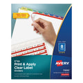 Avery Print and Apply Index Maker Clear Label Dividers, 8-Tab, Color Tabs, 11 x 8.5, White, Contemporary Color Tabs, 25 Sets
