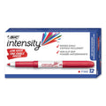 BIC Intensity Low Odor Fine Point Dry Erase Marker, Fine Bullet Tip, Red, Dozen