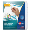 Avery Print and Apply Index Maker Clear Label Dividers, Extra Wide Tab, 5-Tab, White Tabs, 11.25 x 9.25, White, 1 Set