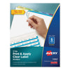 Avery Print and Apply Index Maker Clear Label Dividers, 5-Tab, Color Tabs, 11 x 8.5, White, Contemporary Color Tabs, 25 Sets