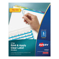 Avery Print and Apply Index Maker Clear Label Dividers, 5-Tab, Color Tabs, 11 x 8.5, White, Contemporary Color Tabs, 25 Sets
