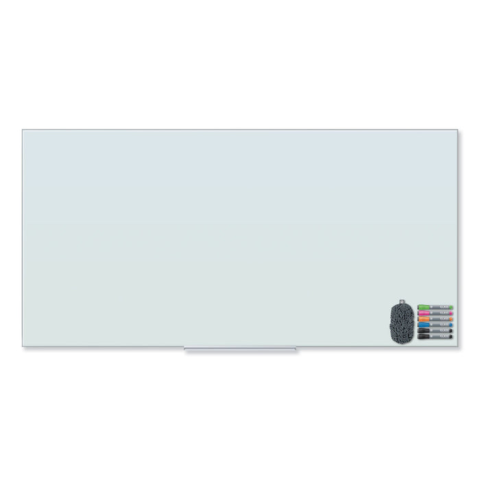 U Brands Floating Glass Dry Erase Board, 72 x 36, White