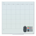 U Brands Floating Glass Dry Erase Undated One Month Calendar, 36 x 36, White