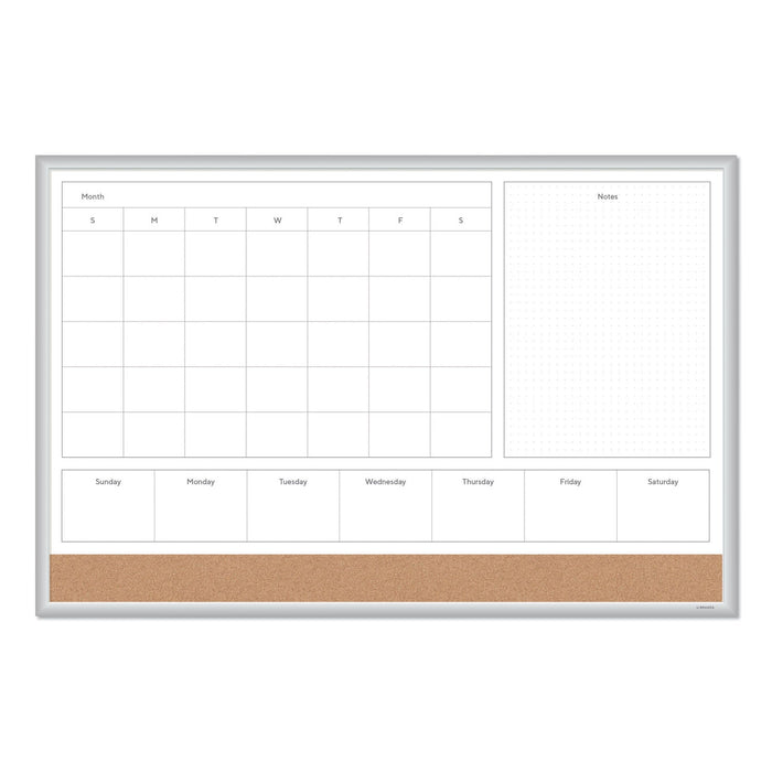 U Brands 4N1 Magnetic Dry Erase Combo Board, 36 x 24, White/Natural