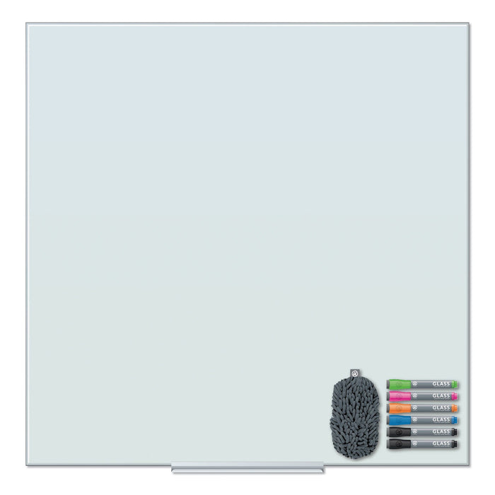 U Brands Floating Glass Dry Erase Board, 36 x 36, White