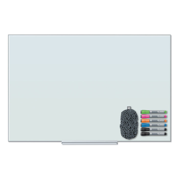 U Brands Floating Glass Dry Erase Board, 48 x 36, White