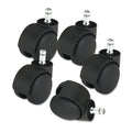 Master Caster Deluxe Futura Casters, Flush Mount, Grip Ring Type B and Type K Stems, 2.19" Hard Nylon Wheel, Matte Black, 5/Set
