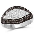 0.50 Carat Genuine Champagne Diamond and White Diamond .925 Sterling Silver Ring by Bids.com