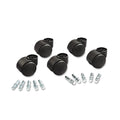 Master Caster Deluxe Futura Casters, Flush Mount, Grip Ring Type B and Type K Stems, 2.19" Soft Polyurethane Wheel, Matte Black, 5/Set