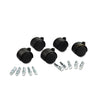 Master Caster Deluxe Duet Casters, Grip Ring Type B and Type K Stems, 2" Soft Polyurethane Wheel, Matte Black, 5/Set