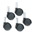 Master Caster Duet Dual Wheels, Grip Ring Type C Stem, 2" Soft Polyurethane Wheel, Matte Black, 5/Set