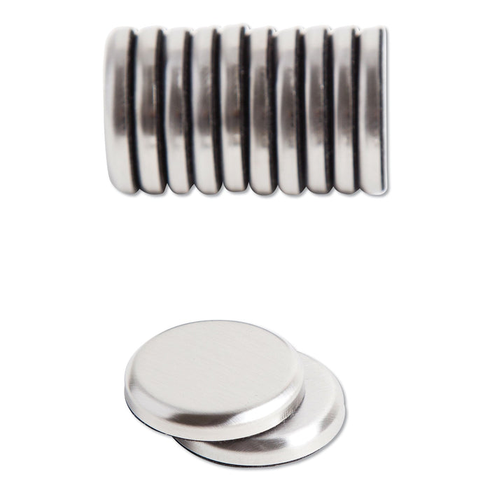 U Brands High Energy Magnets, Circle, Silver, 1.25" Diameter, 12/Pack