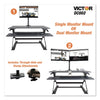 Victor Single/Dual Arm Mount System for 23" Monitors, 180 deg; 225 deg Rotation, 45 deg Tilt, 360 deg Pan, Black, Supports 15 lb