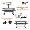 Victor Single/Dual Arm Mount System for 23" Monitors, 180 deg; 225 deg Rotation, 45 deg Tilt, 360 deg Pan, Black, Supports 15 lb