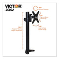 Victor Single/Dual Arm Mount System for 23" Monitors, 180 deg; 225 deg Rotation, 45 deg Tilt, 360 deg Pan, Black, Supports 15 lb