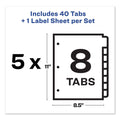 Avery Print and Apply Index Maker Clear Label Dividers, 8-Tab, Color Tabs, 11 x 8.5, White, Contemporary Color Tabs, 5 Sets