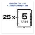 Avery Print and Apply Index Maker Clear Label Dividers, 5-Tab, White Tabs, 11 x 8.5, White, 25 Sets