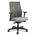 HON Ignition 2.0 4-Way Stretch Mid-Back Mesh Task Chair, Supports 300 lb, 17" to 21" Seat, Frost Seat, Charcoal Back, Black Base