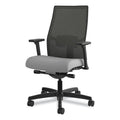 HON Ignition 2.0 4-Way Stretch Mid-Back Mesh Task Chair, Supports 300 lb, 17" to 21" Seat, Frost Seat, Charcoal Back, Black Base