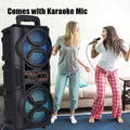 Portable Bluetooth Speaker with Subwoofer Bass, Dual 6.5" LED Woofers and Microphone by DailySale