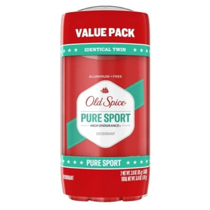 Old Spice High Endurance Deodorant For Men, Aluminum Free, Pure Sport Scent, 3.0 Oz Twin Pack - 6 Ounce by Pasteur Pharmacy