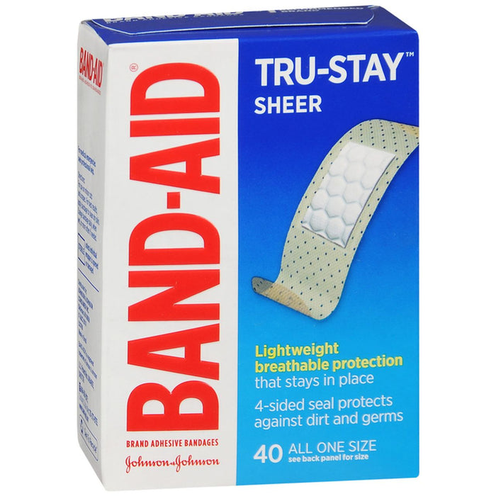 Band Aid Tru-Stay All One Size Sheer Adhesive Bandages 40Ea Box by Pasteur Pharmacy